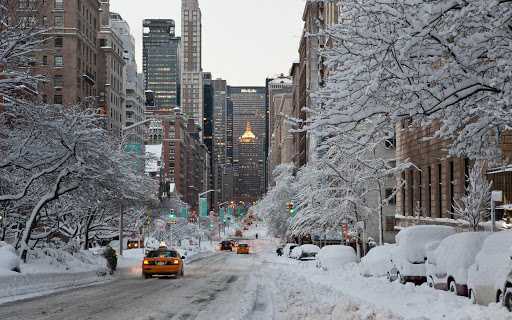 Город Нью-Йорк-зимой