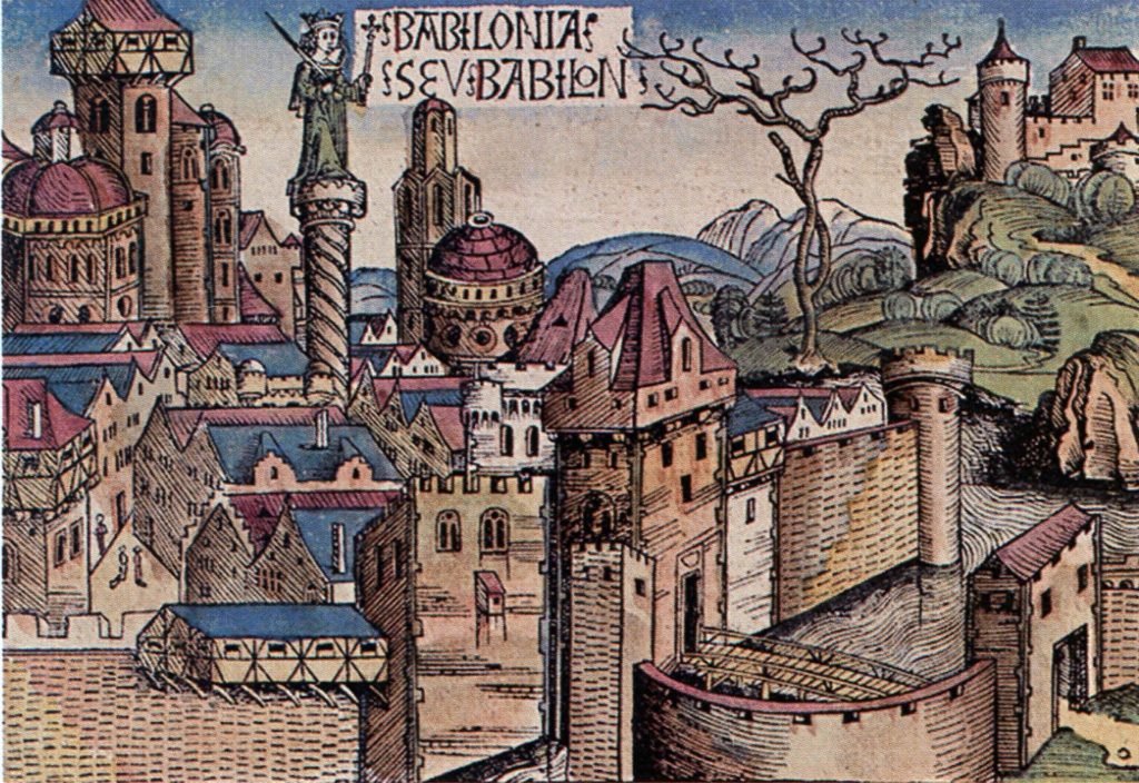 Изображение города Вавилона в Хрониках Нюрнберга