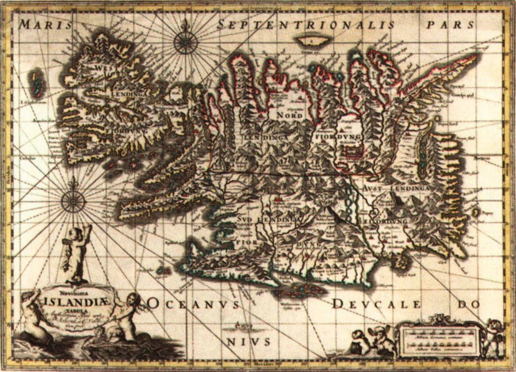 Исландия - карта XVII века.